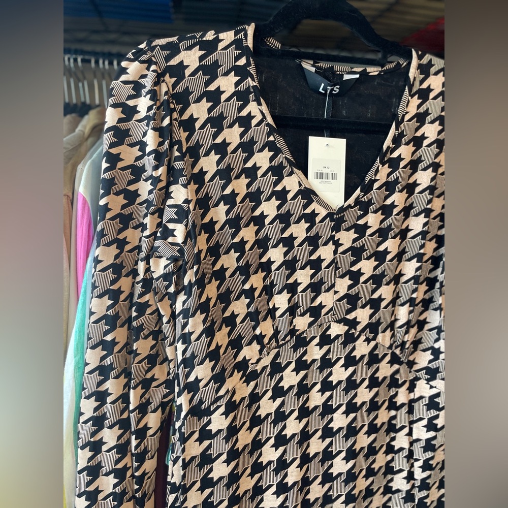 NWT Long Tall Sally Midi Dress | Houndstooth | Size US 8 UK 12 | Tall Sized - Picture 3 of 13